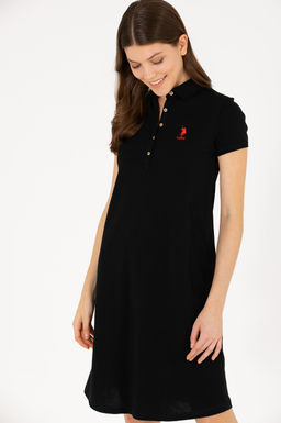 Kad_n Siyah Polo Yaka Mini Boy _rme Elbise