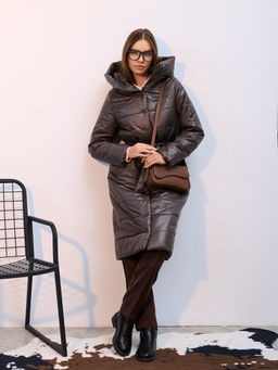 Пальто демисезонная "Анель" коричневый