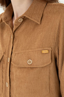 Женская рубашка песочного цвета с длинным рукавом Неожиданная скидка в корзине - U.s. polo assn фото 7