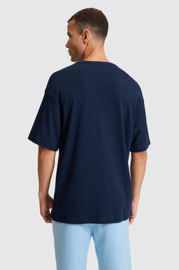 Erkek Lacivert Comfort Fit Bisiklet Yaka Ti__rt