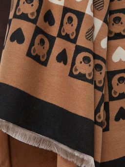 в составе ШЕРСТЬ и КАШЕМИР Большой, мягкий, теплый двусторонний палантин с принтом. - Tantino фото 5