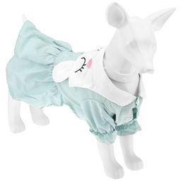 Пэт тойс (Pet toys) Одежда для собаки Платье Зайка с принтом, с вышивкой, на кнопках р-р S, длина спинки 25см/обхват груди 36см/обхват шеи 26см, цвет-мятный, 100% полиэстер (Китай)