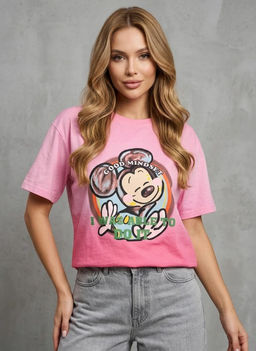 K13704 Футболка OVER SIZE (хлопок) РОЗОВЫЙ