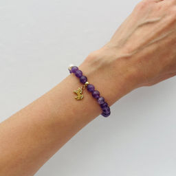 Браслет из Аметиста и Жемчуга с подвеской