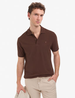 Koyu Kahverengi Regular Fit %100 Pamuk K_vr_lmaz Polo Yaka Basic Ti__rt