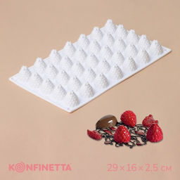 Форма для муссовых десертов и выпечки KONFINETTA Ежевика, силикон, 29?16?2,5 см, 35 ячеек (2,8?2,5 см), цвет белый