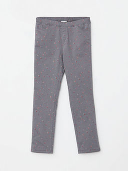 Beli Lastikli Bask?l? Gabardin Polar Astarl? K?z ?ocuk Pantolon