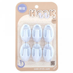 Крючок на липучке Мини пластмассовый, 6 штук 2,5х4,4х2,3см, в блистере, светло-серый (Китай)