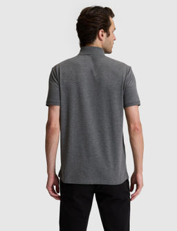 Koyu Gri Slim Fit Pamuk Kar___ml_ D__meli Polo Yaka Basic T-shirt