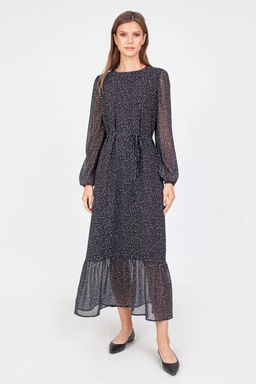 5-3014/783-5065-2 Платье принт белые штрихи на черном фоне