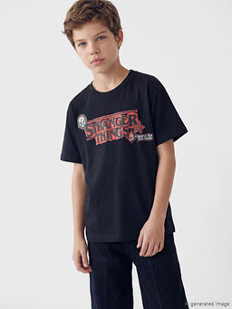 Stranger Things Bask?l? Erkek ?ocuk Ti??rt