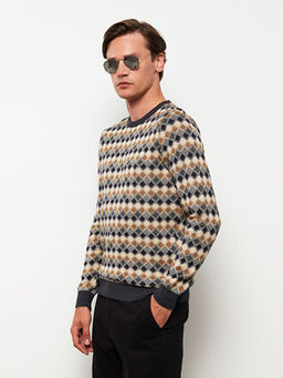 Bisiklet Yaka Uzun Kollu Ekose Erkek Triko Kazak