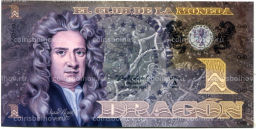 Банкнота 1 драгон 2013 года Колумбия Исаак Ньютон