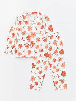Polo Yaka Uzun Kollu Desenli K?z Bebek Pijama Tak?m?