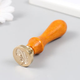 Печать для сургуча с деревянной ручкой «Пёрышко», 9×2.5×2.5 см