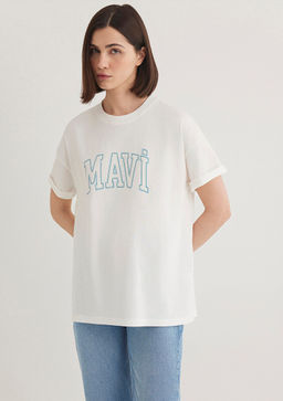 Mavi Logo Bask?l? Beyaz Tisort  фото 2