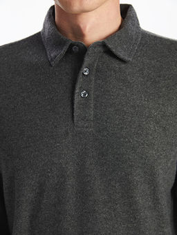 Polo Yaka Uzun Kollu Erkek Sweatshirt