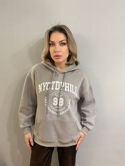 K12315 Толстовка с капюшоном OVER SIZE (плотный хлопок) СТАЛЬ