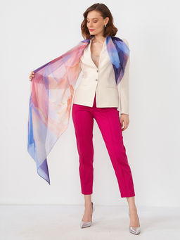 Большой, мягкий, тонкий и очень нежный двусторонний палантин с рисунком в стиле арт-деко - Tantino фото 3