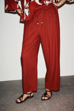 LINEN BLEND TROUSERS WITH BEADED DRAWSTRING - Zara фото 2