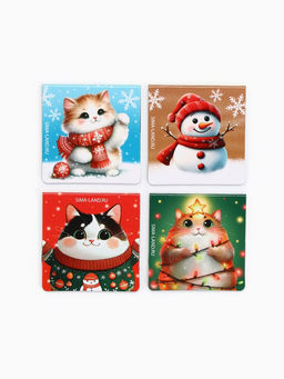 Цена за 2 шт. Магнитные закладки для книг, 4 шт. на открытке Котики