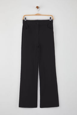 Teen Siyah Fitted Likral? Esnek Wide Leg/Genis Paca Pantolon TWOAW26PL00009 - Trendyolmilla фото 5