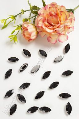 Стразы пришивные 15 мм "Овал заостренный" (20 шт) SF-3713, черный №16