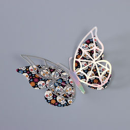 Наклейка бумага, пластик Бабочки на Хэллоуин, серебро, набор 12 шт.