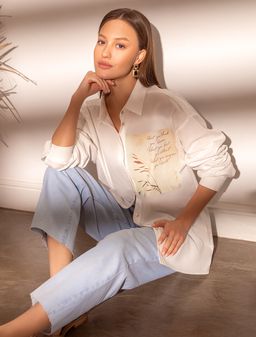 VILATTE / Блузка из хлопка с авторским принтом