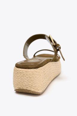 STRAPPY RAFFIA-EFFECT PLATFORM SANDALS - Zara фото 9