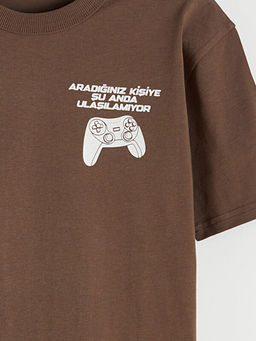 Bisiklet Yaka Bask?l? Erkek ?ocuk Ti??rt