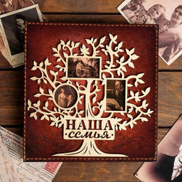 Родословная книга «Наша семья», с деревянным элементом, 84 страницы, 24.5×23×4 см