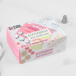 Набор булавок английских, 28 / 31 / 37 мм, 864 шт., цвет серебряный