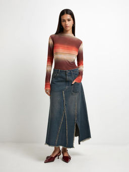 10200560018 Юбка джинсовая жен. Krotone сине-зеленый