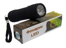 Фонарь 9 светодиодов (HEX-09) прорезиненный корпус, в коробке