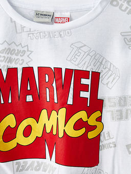 Bisiklet Yaka Marvel Bask?l? K?sa Kollu Pamuklu Erkek ?ocuk Ti??rt - Waikiki фото 2