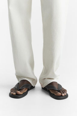 LEATHER SANDALS WITH TOPSTITCHING - Zara фото 3