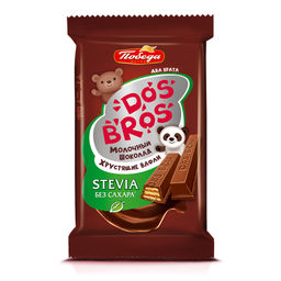 Шоколад молочный "Dos Bros" с хрустящей вафлей со сливочной начинкой без добавления сахара, 37 гр