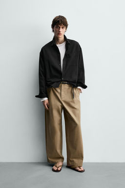 PANTAL?N WIDE FIT PLIEGUES / Beige