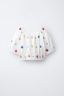 BLUSA GLOBO FLORES BORDADAS / Multicolor - Zara фото 2