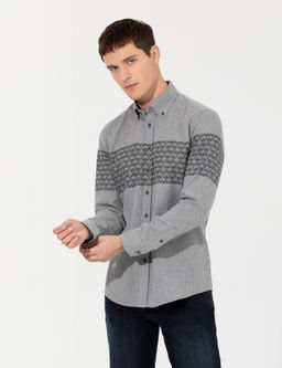 A__k Gri Slim Fit Uzun Kollu G_mlek
