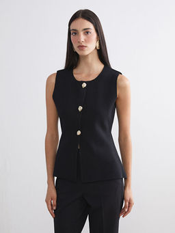 Bisiklet Yaka Kad?n Triko Yelek