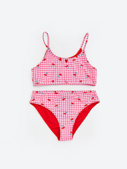 ?ift Tarafl? Desenli K?z ?ocuk Bikini