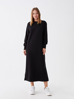 Bisiklet Yaka D?z Uzun Kollu Elbise