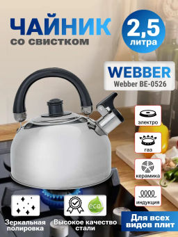 Чайник для плиты 2,5л из нержавеющая сталь ВЕ-0526