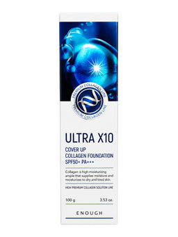 Enough Тональная основа для лица с коллагеном N23 / Ultra X10 Cover-Up Collagen Foundation SPF50+ PA+++, бежевый, 100 г