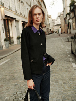 Bisiklet Yaka Dokulu Kad?n T?vit Ceket