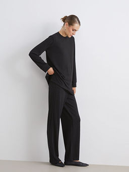 Beli Lastikli Parlak G?r?n?ml? Kad?n Pantolon