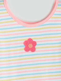 Bisiklet Yaka ?i?ek Nak??l? K?z ?ocuk Atlet