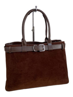 Женская сумка из искусственной замши, цвет тёмно коричневый